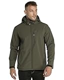 33,000ft Softshelljacke für Herren Wasserdicht Winterjacke Winddicht Warme Fleece Gefüttert Windbreaker Funktionsjacke Outdoorjacke für Wandern Fahrrad Camping Olivgrün L