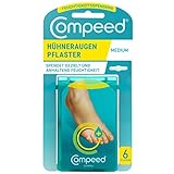 Compeed Hühneraugenpflaster Medium, feuchtigkeitsspendend - Hydrokolloid-Pflaster für die Zehen - schnellere Entfernung von Hühneraugen - 1,7 x 5,7 cm - 6 Stück