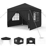 Aufun Pavillon Partyzelt 3x3 m Wasserdicht Festzelt Bierzelt Gartenzelt Outdoor Gartenpavillon UV Schutz mit 4 abnehmbaren Seitenwänden & Dach Winterfest Camping Zelt- Anthrazit