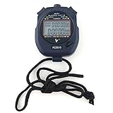 JZK Handheld Digital Stoppuhr Timer, 2 Zeilen 10 Speicher, Countdown Alarm, Akku + Lanyard, PC2810, für Sports Training