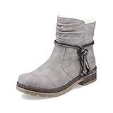 Rieker Damen Ankle Boots Y7463, Frauen Stiefeletten,flach,Stiefel,Bootee,Booties,halbstiefel,Kurzstiefel,uebergangsschuhe,grau (40),41 EU / 7.5 UK