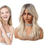 Wave Long Perücke - Perücke mit Pony für Cosplay | natürliche Mode lockig | Blonde Perücken für Frauen | Langblonde Perücken Wavy Natürliches Design Curly Cosplay