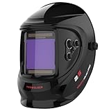 YESWELDER Große Ansicht Schweißhelm 10x9cm Echtfarben Auto Verdunkelung Schweißmaske Solarstrom 4 Lichtbogensensor Breite Schattierung 4/5-9/9-13 für Wig MIG ARC Schleifen Schweißen