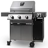 Schickling Gasgrill PremioGas III Burner Plus - Edelstahlgrill Grillwagen mit Unterschrank, doppelwandigem Deckel, 3x 5kW Brenner, 800 Grad Seitenbrenner & 3-teiligem Grillrost - Made in Germany