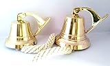 Schiffsglocke aus Messing, 2 nautische Glocken mit Seil, Gold-Finish, Wandmontage