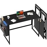 SOROGRA Klapptisch, 90 cm, faltbarer Schreibtisch für kleinen Raum, keine Montage erforderlich, Computertisch, platzsparend, Heimbüro, Schreibtisch, Schwarz