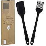 LIVAIA Silikon Backpinsel Set: 19cm Pinsel und Teigschaber 2er Set – Spatel – Küchenhelfer