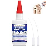 Holzleim Extra Stark, Holzkleber Wasserfest, Transparent und Schnell Trocknender Holzleim für Vielseitige Verleimungs- & Bastelarbeiten, 30g