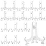 Larrel Kleiner Tellerständer aus Kunststoff, transparenter Tellerständer, wiederholbar, praktischer Acryl-Präsentationsständer für Kartenrahmen, Bilder, Zeitschriften, Bücher, CDs, 20 Stück