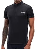 XGC Herren Kurzarm Radtrikot Fahrradtrikot Fahrradbekleidung für Männer mit Elastische Atmungsaktive Schnell Trocknen Stoff (Black, L)