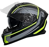 Integralhelm Helm Motorradhelm RALLOX 69-G neon gelb grün schwarz matt Größe L mit Sonnenvisier