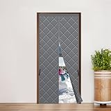 Sekey Magnet Thermo Türvorhang Kälteschutz Wärmeschutzvorhang für Türen Wasserdicht Winddicht Energieeinsparung Thermvorhang Tür 110x210cm Grau