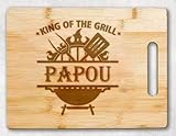 King Of The Grill Schneidebrett für Papou-Griller – Opa-Geschenk – Papou's BBQ – Grillgeschenk für Männer – Vatertagsschneidebrett – Grillmeister – Bestes Papou-Schneidebrett