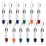 TIESOME 12 Stück 4-in-1 Kugelschreiber, Retractable Shuttle Pens, Multicolor Kugelschreiber mit Karabiner Schlüsselanhänger On Top für Büro Schule Zubehör Studenten Kinder Geschenk