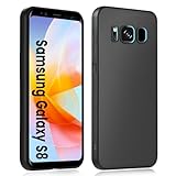 HuwaiH Handyhülle für Samsung Galaxy S8 Hülle, Anti-Rutsch Stoßfest Haltbarkeit Schutzhülle, Anti-Fingerabdruck Unterstützt kabelloses Laden Weich TPU Case, Passgenau für Samsung S8, Schwarz