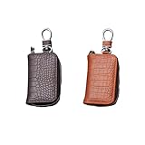 CHTME Schlüsseletui 2 Stück Autoschlüssel Tasche Lederschlüsseletui Schlüsselanhänger mit Reißverschluss Schlüsselmäppchen Leder Schlüssel Organizer Autoschlüssel Hülle für Damen und Herren