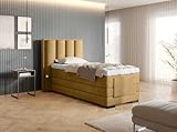 Luxusbetten24 Boxspringbett elektrisch verstellbar Liano 90x200 Senf H3 (70-100kg)