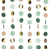 39 Ft Runde Papier Girlande Waldgrüne, 3 Stück 4m Glitzer Runde Kreis Banner, Hängende Waldgrüne Runde Garland, für Geburtstage Karneval Jubiläen Hochzeiten Dekoration