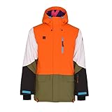 Ski- und Snowboardjacke für Herren, Orange, Khaki, Weiß, Orange/Abendrot im Zickzackmuster (Sunset Chevron), XXL