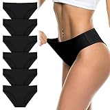 flintronic Unterhosen Damen, 6er Pack Weich Atmungsaktiv Damen Slips, Stretch Baumwolle Hohe Taille Slips, Damen Baumwolle Pantys, Bequeme Frauen Unterwäsche, Mehrpack, Schwarz-XL