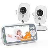 BOIFUN Babyphone mit 2 Kameras, VOX Nachtsicht Babyfon, Temperaturüberwachung, Gegensprechfunktion Video Überwachung mit 4 Zoll Digital IPS Bildschirm Wireless, Two-Way Audio, Wiegenlieder…