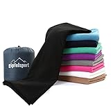 gipfelsport Mikrofaser Fleece Decke mit Schlafsackfunktion I Größe 185 x 150cm, 690 g I Microfaser Camping Deckenschlafsack I schwarz