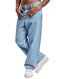 Herren Jack & Jones Wide Leg Jeans Loose Fit Relaxed Denim 90´s Vintage Baggy Style JJIALEX, Farben:Blau, Größe Jeans:30W / 32L, Z-Länge:L32