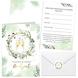 HOWAF 12 Einladungskarten Hochzeit, Hochzeitseinladungskarten mit Umschlagen Aufkleber, Einladung Hochzeit Einladungskarten Eucalyptus Hochzeitskarte, Verfügbar für verschiedene Anlässe