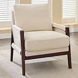 TIZZ Modernes Design: Einzelsessel, Polstersessel, Lesesessel, Loungesessel, Massivholzgestell, Samtstoff. Geeignet für Schlafzimmer, Wohnzimmer, Büro, Wohnung usw. (Beige)