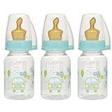 NIP Muttermilch Flaschen 3er Pack 125 ml BPA free, stillfreundlich, Sauger NaturLatex mit Anti-Kolik Ventil Größe S extra fein ab dem 1. Tag (Tee Muttermilch Pre-Nahrung ab Geburt)