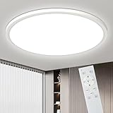 Bowfar LED Deckenleuchte, 24W Rund Deckenlampe Flach mit Fernbedienung Dimmbar 3000K-6500K, Modern Badlampe Ultra Dünn 2.1CM Schlafzimmer Lampe für Wohnzimmer Kinderzimmer Küche Badezimmer Ø29cm