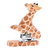 Angoily Niedlicher Tierhefter aus Holz Giraffe Kleiner Bürohefter Wiederverwendbarer Papierhefter Handgefertigte Tierfigur Dekorative Tierstatue für Schreibtisch Geschenkidee für Zuhause und Büro