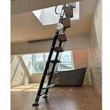 EXCLURA Dachbodentreppe Klappbare Dachbodentreppe, 2,6 2,8 2,9 3,2 3,5 3,8 4 M Dachbodenleiter, Wohnungs-Feuerleiter für Fenster/Dachfenster/Dach(10.5 feet(3.2 m)-11 Step)