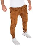 Yazubi Cargohose Stretch Hose Cargo Männer Hosen Jeans Jogginghose Herren Sommerhosen Elijah, Braun (Camel Otter 181018), W31/L34