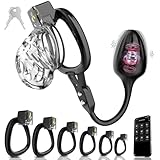Peniskäfig Chastity Cage Männer Keuschheitskäfig Herren Extrem Mit Buttplug APP 9 Vibrationsmodi & 6 Cock Ring Harz Keuschheitsgürtel Cock Cage Sex Spielzeug für die Männer fesseln bondage fetisch(S)