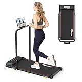 Walking Pad/Laufband für Zuhause klappba – 3-in-1 Mini Laufband mit Haltegriff, leise & flach, bis 120 kg, für Schreibtisch & Home Office, Senioren & Reha geeignet – FunLife F1 (Rot)