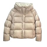Wyongtao Daunenjacke Damen Steppjacke Winter Kurze Kapuze Puffer Jacke Warme Winter Daunenmantel Leichter Steppmantel Einfarbiger Reißverschluss Kordelzug Kapuze Gefütterte Mantel mit Taschen
