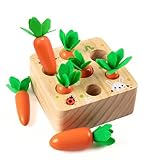 Holzspielzeug ab 1 Jahr | Baby Motorik Spielzeug für 12 Monate Jungen und Mädchen | Montessori Sortierspiel Holzpuzzle Karottenernte | Lernspielzeug für Kinder als Geburtztag Geschenk (Karroten)