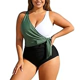 Damen Badeanzug Bauchweg Abnehmen Bademode Sexy Push Up Padded One Piece Swimsuit Colour-Blocking Große Größe Schwimmanzug Geeignet für Strandbäder