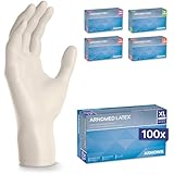 ARNOMED 100x Einweghandschuhe XL, Latexhandschuhe Weiß (1x100 Stück), Einweghandschuhe puderfrei, Handschuhe Latex Einweg, Putzhandschuhe, Latex Handschuhe, Einmal-/Einweg-Handschuhe XS, S, M, L & XL