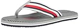 Tommy Hilfiger Herren Flip Flops Massage Footbed Zehentrenner, Grau (Antique Silver), 43