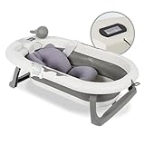 KidzCorner faltbare Baby Badewanne mit integriertem Thermometer und Stützkissen
