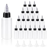 Swpeet 25Pcs klare Spenderflaschen mit kleinen Trichtern Kit, 1oz Boston LDPE Plastikflasche, 30ML leere Squeeze Dropper Flaschen mit Twist Top Cap Kit für Tintenöle Flüssigkeiten, Kunststoff Squeeze