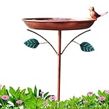 Vogeltränke für draußen – stehende Vogeltränke mit Metallpfahl, freistehende Schale, Vogelfutterspender, Wasserhofkunst für draußen, Terrassendielen, Rasen, Terrasse