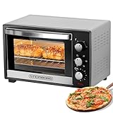 Steinborg® 25 Liter Mini Backofen mit Umluft Pizza Ofen inkl. Backblech und Grillrost Miniofen 60 Min. Timer – 1.600 Watt