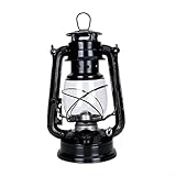 EpheyFIF Petroleumlampe Ollampe Nostalgische Petroleum-Sturmlaterne Mit Feuerfestem Beleuchtung Lampenol Glaskolben Stunden Outdoor - Kerosinlampe(25CM Schwarz)