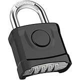 54MM Schwer Zahlenschloss, [Ein-Knopf-Entriegelung] Wetterfestes 4-Stelliges Kombinationsschloss Sicherheitsschloss, Vertiefte Schnalle Diebstahlsicher Vorhängeschloss für Hof, Zaun, Garagen - Schwarz