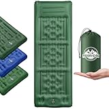 VUENICEE Isomatte Selbstaufblasend, 12CM Verdicktes Camping Matratze mit Fußpresse Pumpe, Wasserdicht Ultraleicht Selbst Aufblasbares Matratze Chinese Knot-Military Green