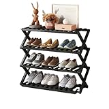 Schuhregal Bambus,Schuhregal Schmal Faltbar, Montagefrei Schuhregal Holz Tragbar Einfacher Schuh-Organizer Für Zu Hause Geeignet Für Mietwohnungen Und Wohnheime ( Color : Black , Size : 68*25*68CM )