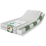 MSS e.K. Medic Taschenfederkernmatratze 90x200 x 20 cm (Kernhöhe 19 cm), 7-Zonen Federkernmatratze mit Komfortschaum und Microfaser-Bezug, Matratze für Kinder und Erwachsene, Härtegrad H3